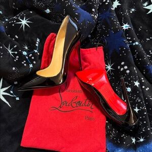 Christian Louboutin Black Patent Stiletto Pumps with Red Sole
